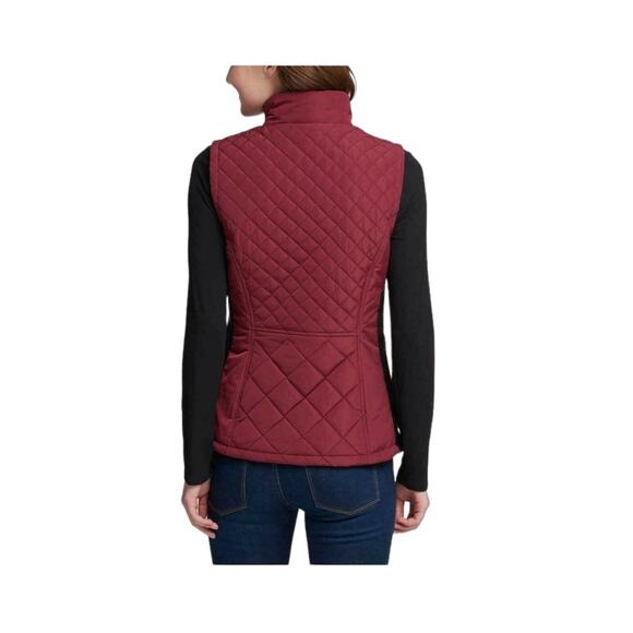 Andrew Marc Vest Women's Size L Red Burgundy Puffer Quilted Zipper Pockets - Picture 4 of 10